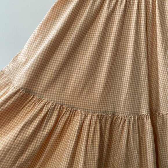 Handmade Plus Size Cotton Orange Tan Cream Gingham Elastic Straps Dress - Picture 12 of 16